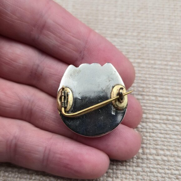 Sterling Silver Horseshoe And Shell Heavy Pin Brooch A6148 - Picture 3 of 7